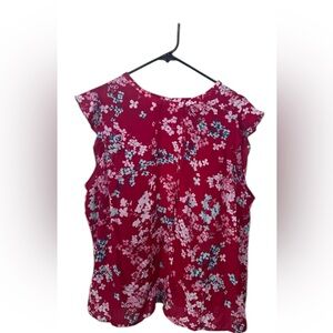 Elle floral ruffle sleeve blouse size XXL